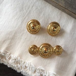 VINTAGE Anne Klein Gold Earrings & Matching Pin